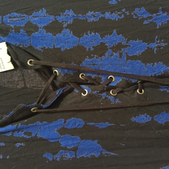 Forever 21 Contemporary Women's Black/Blue Size Large Midi Dress w/Tie Front NEW - Picture 7 of 13